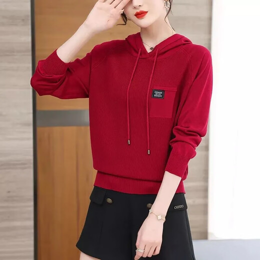 AEMAPE连帽卫衣女2025年新款秋季韩版宽松女装短款毛衣春秋纯色针织上衣 9853祖母绿 M 建议100-110斤