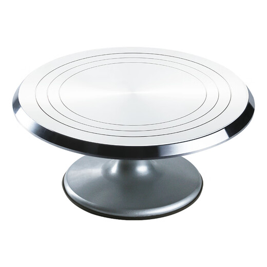 CLCEY turntable decorating table aluminum alloy decorating turntable rotating plaster tray household commercial baking tool set 12-inch glass thin single bearing anti-slip pad
