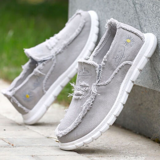 Nouveaux chaussures de toile de petite marguerite de printemps, d'été et d'automne avec un pied, de vieilles chaussures en tissu de Pékin, à la mode et polyvalente pour les chaussures de mendiant A-9 Gray 41