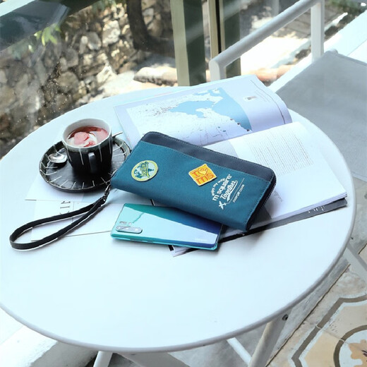 M Squaremsquare Passeport Clip d'identité Carte d'identité Sac de stockage de billets de voyage BABLEAU DE COUVERTURE CARDE Multi-fonction portable [Version commémorative à long terme peut être anti-vol] Bleu marine