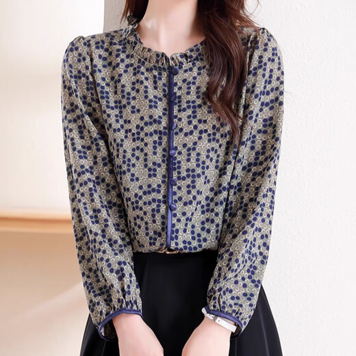 AEMAPE fashionable and beautiful lady's bottoming shirt women's tops women's spring and summer 2025 new belly-covering chiffon shirt picture color 2XL recommended 126-140Jin Jin equals 0.5 kg