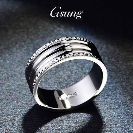 GsunG platinum ring men's PT950 couple ring platinum women's ring new curved platinum ring fashionable and shiny size 19-22 about 11-13 grams wide about 8mm customized