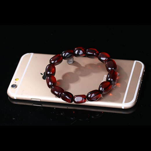 Wanjun natural amber beeswax blood amber bracelet Buddha beads bracelet wine red 3A high purification water flawless follow the shape of the road is pure medium size bead diameter about 11*14mm