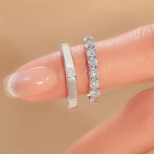 MZMZ platinum couple ring pt950 platinum engagement ring diamond ring Valentine's Day birthday gift for girlfriend light luxury - I love you silently/customized engraving photo here