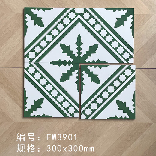 XMSJ Custom Nanyang Retro 300x300 Blumenfliesen Internet Promi Anti-Rutsch Matt Badezimmer Küche Französische grüne Bodenfliesen 3291