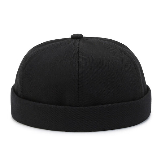 
Mo Zilan brimless hat men and women same round hat yuppie hat watermelon hat round hat landlord hat trendy brand spring and autumn retro melon skin hat black adjustable