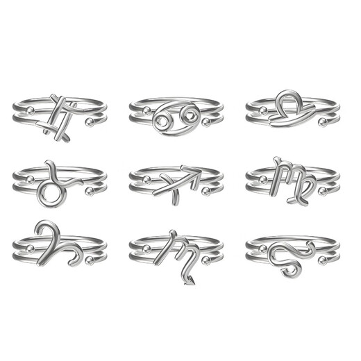 
LeMIAO (LEMIAO) S925 silver hollow double-layer twelve zodiac ring glossy simple men and women personalized movable index finger ring RS1048 [Libra - gold and white] adjustable opening