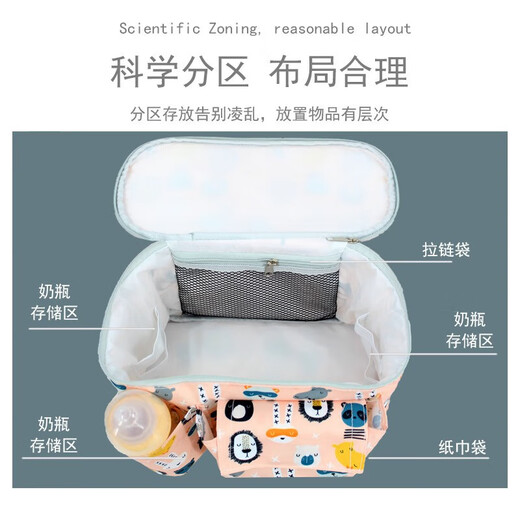 CLCEY婴儿便携式车挂包 多功能大容量妈咪包儿童推车配件挂袋 蘑菇森林