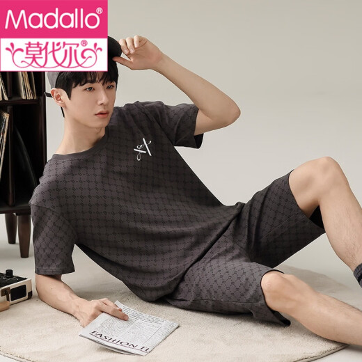 Modal 2024 New Pajamas Men's Pure Cotton Summer Teenagers Short-Sleeved Thin Summer Men's Striped Home Clothes Suit 57001 Male XL