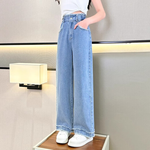 Pitt Pitt Girls Wide Jams Jeans Style d'automne 2025 Nouveau pantalon pour enfants de style automne print