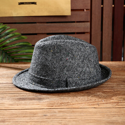 Oufandi kleiner Zylinderhut für Herren in Herbst- und Wintermode, lässig, gekräuselt, atmungsaktiv, Nizi-Gentleman-Hut aus Wolle, Retro-Woll-Jazzhut für Damen, hellgrau, modisch und vielseitig, M (56–58 cm)