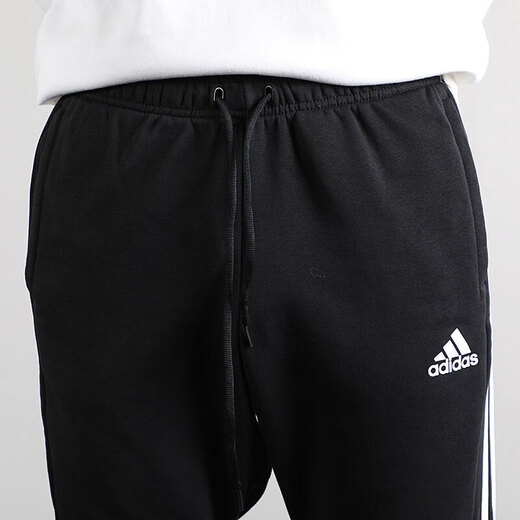 Adidas Herrenhosen, Frühlings- und Herbst -Fitnesstraining -Hosen, atmungsaktive Casualhosen, Hosen, schlanke Hosen, DT9901/Schwarz/Seite, die drei Streifen kontrastieren