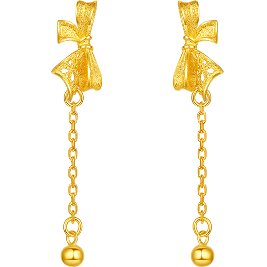 Saturday Fu Light Wedding Series Bow Gold Earrings Girls Birthday Gift Price A0912513 One Pair Approximately 2.02g
