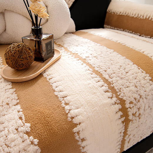 Bai Xini Simple 2026 New Autumn and Winter Plush Leather Sofa Cushion Anti-slip Cover Thickened Cushion Anti-Cat Claw Lige-Yahei (high gram weight hemming upgrade) 90*160cm double seat/concubine seat