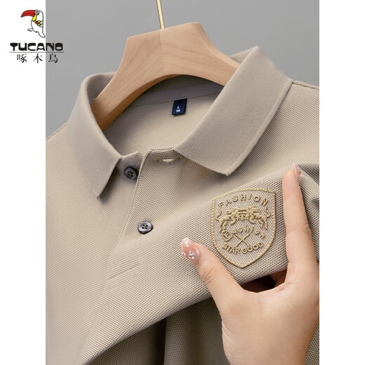啄木鸟（TUCANO）夏季男士短袖t恤高端刺绣翻领POLO.衫重磅半袖上衣男 9901款-橘色 M 建议90-110斤