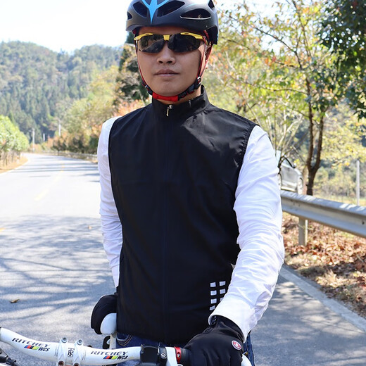 WOSAWE road cycling vest with fully hollow back, breathable mountain bike top, running and mountaineering night riding vest, navy blue (hollow design on the back) 2XL