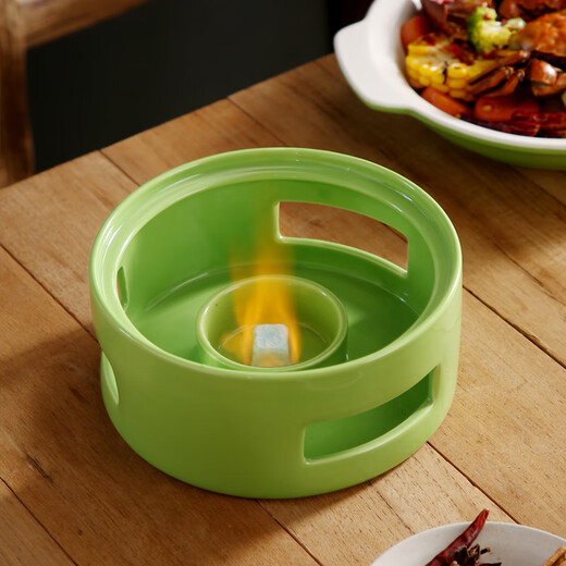 Duo Meiran hotel ceramic casserole dry pot pot commercial restaurant alcohol stove heating candle insulation open stove pot small hot pot 9-inch red (dual ears) shallow pot + stove base round body