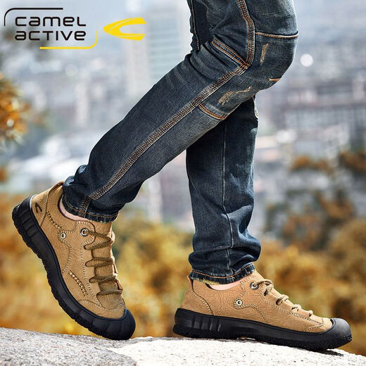 Zapatos de cuero dinámico de camello zapatos de senderismo genuino de cuero genuino no deslizamiento de otoño e invierno al aire libre zapatos de ancianos con la punta de los pies cómodos zapatos de trabajo casuales marrón (capa superior de vaca) 9888 38 zapatos de cuero estándar tamaño