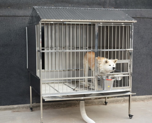 HKML Outdoor Stainless Steel Dog Cage Large Dog Outdoor Rainproof Medium Dog Flush Funnel Toilet Female Dog Cage Three Sided Baffles 125 Female Model 125*75*158cm Boutique 202 Thickened Round Tube Model - Diameter 9.5mm Quick Delivery within 1 Day