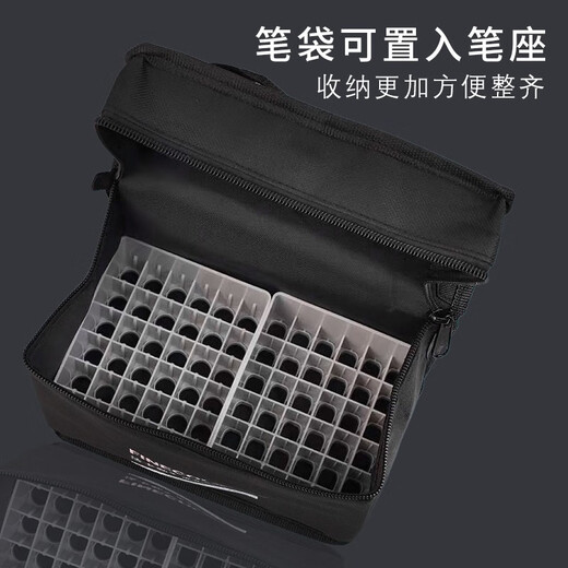 Fakal Mark Pen Storage Bag Mark Pen Base Canvas Storage Bag Large Capacity Simple Portable Bag 36/48/60/72 Pen Base Pen Bag 60 Color Storage Bag + Base (Universal for Mark Pens)