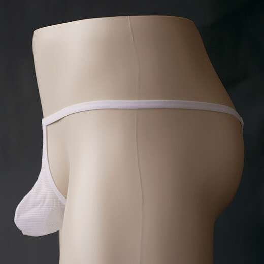 Men's sexy low-waist underwear breathable mesh thong micro-permeable quick-drying briefs fat bear plus size YPC5018 white XXL (recommended 85-100 kg)