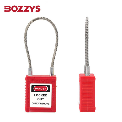 BOZZYS engineering padlock stainless steel cable safety lock 150*3.2MM energy isolation industrial cable safety lock BD-G41KD 2 keys not open