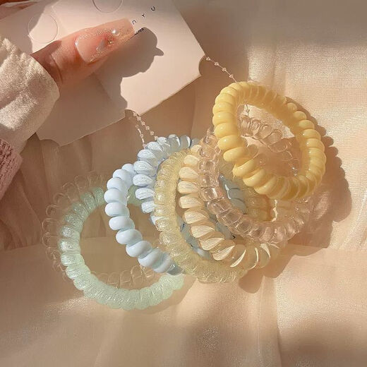 Qindu phone ring high-end sense hair rope mixed combination rubber band electric coil small fresh traceless hair tie hair rope for women mermaid blue 4 pieces