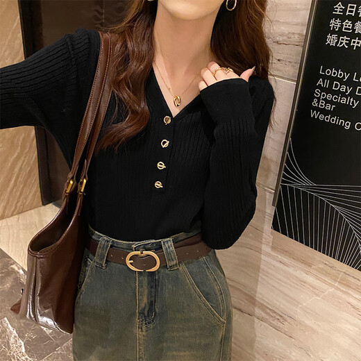 Yu Zhaolin (YUZHAOLIN) women's bottoming shirt with small fragrance style spring and autumn 2025 new v-neck sweater soft waxy sweater long-sleeved early spring top