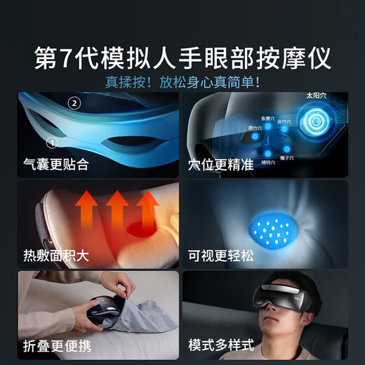 BROO (BREO) SeEx2Pro Obsidian Massora de ojos negros Dispositivo de protección del ojo Massage Massager Hot Compress alivia la fatiga y dale a los padres un regalo de cumpleaños de los padres y la novia [Subsidio nacional]