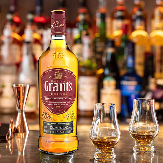 格兰（Grant's）三桶陈酿 英国 原装进口 洋酒 苏格兰 调配型威士忌 格兰三桶1L*2瓶（有码有盒）
