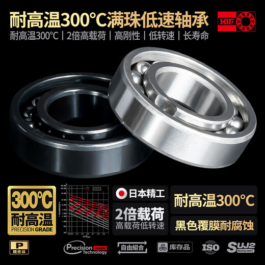 Japón KIF Importado Rodamiento resistente a alta temperatura 300 grados Bola llena de rodamiento de cuentas llenas 970 horno a baja velocidad Groove Groove Bana de bola de bolas Precisión Rodamiento de bolas de rodamiento 6206ZZ 6212 Negro completo [Resistencia de alta temperatura] 60*110*22