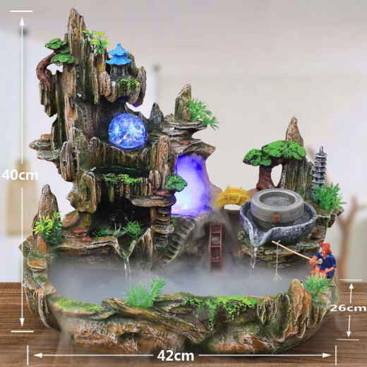 Miaoruyi Rockery Landscape Founding Water Fountain Living Room Ornements Mini Small Fish Tank Water Wheel Circulation Aaute alpine Bonsai Opening Gift 866 # Foggy Style