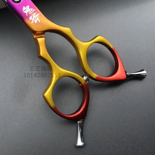 TAAtaa Ghost Ax Pet Grooming Scissors Finely Repaired 7-inch Color Small Straight Cut Japan Imported VG10 High Carbon Steel Blue Color