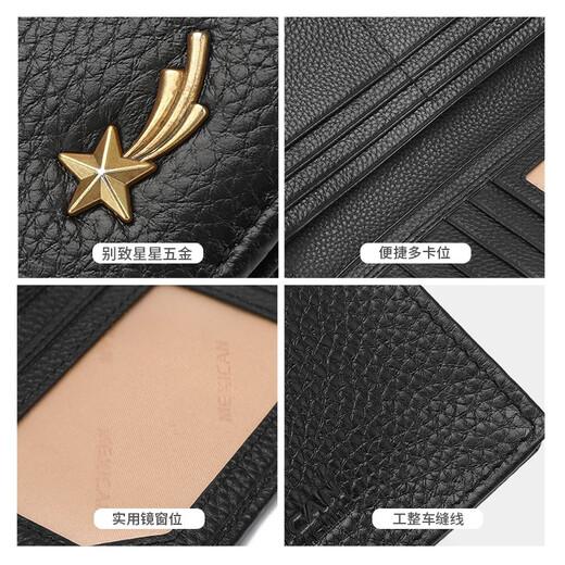 Scarecrow (MEXICAN) Women's wallet top layer cowhide multi-functional coupon wallet multi-card zipper clutch bag Mother's Day gift for mother long-white