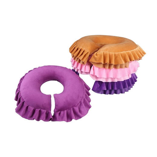 Beauty salon U-shaped sleeping pillow latex sleeping pillow beauty bed massage bed hole face cushion chest pillow foot pillow pillow removable and washable (third generation latex) memory foam sleeping pillow pink