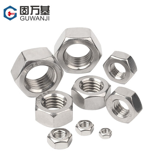 GUWANJI 304 stainless steel hexagonal nut 316L hexagonal nut 201 screw cap bolt set complete DIN934 national standard 304 material M6 50 pieces