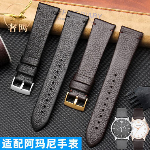 Geeignet für Armani AR11011 60003 11153 Echtes Leather Uhrengurt für Herrengeschäft Cowide Accessoires 22 mm braune Goldschnalle 22 mm