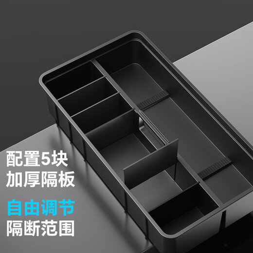 LIANQIU Lianqiu 2025 new lengthened and widened large square box can hold fish floats and fishing supplies adjustable partition tool box black
