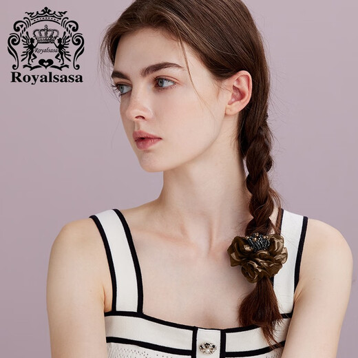 Royal sasa royal salsa hair accessories hair band beaded fabric head flower Korean style head jewelry handmade flower hair rope hair head rope coffee color 272