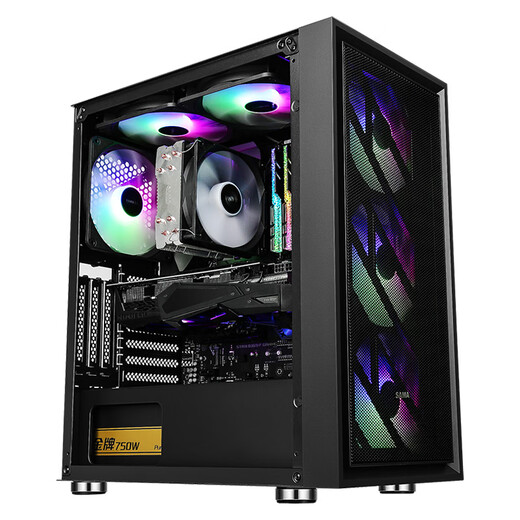SAMA Suzaku air front panel/left panel iron mesh double-sided cooling chassis/6 fan positions/wide body hardware/supports ATX motherboard/water cooling/air cooling/can DIY vertically mounted graphics card Suzaku air black breathable iron mesh efficient heat dissipation
