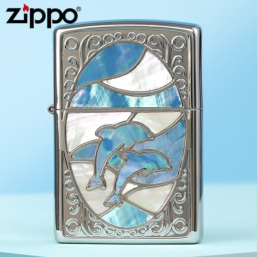 
ZIPPO kerosene lighter genuine windproof colored dolphin lover creative gift for boyfriend Valentine's Day Dolphin lover [new machine without oil] DY9902GQ