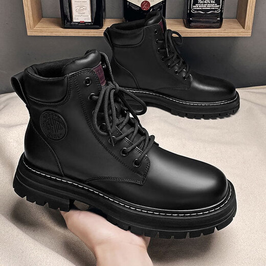 Neun Zoll sonnige Männerschuhe, Herren-Martin-Stiefel, High Top Herrenschuhe, modische Herrenstiefel, Arbeitsstiefel, Herren-Mid-Top-Trendschuhe, Retro-Lederstiefel, Nicht-Schlupf-Wanderstiefel, M1 Black 40