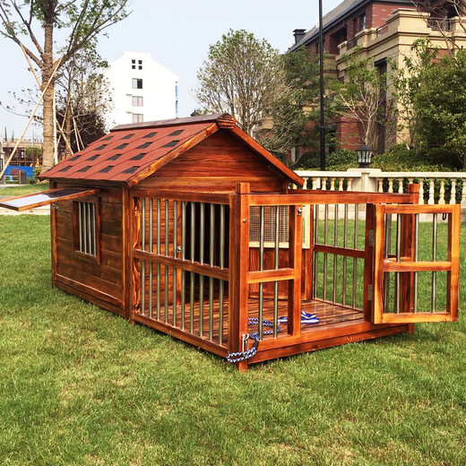 Dog House Outdoor Waterproof Solid Wood Dog House Medium and Large Dog Golden Retriever Dog House Rainproof Summer Outdoor Four Seasons Pet Villa 5XL Single Room Double Windows with Screen Package Installation