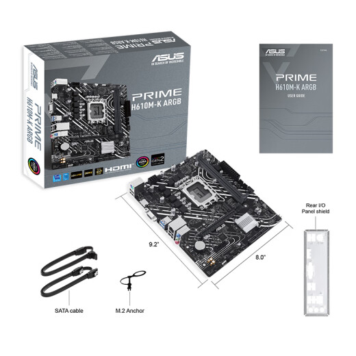 华硕（ASUS）PRIME H610M-K ARGB 支持 CPUG 7400/G6900/12100F（Intel H610/LGA 1700） 