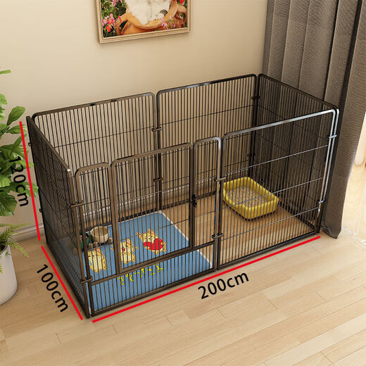 Pet supplies dog cages, dog fences, home indoor medium and large dog cages, outdoor pet fences, free black free little yellow duck + pet sleeping pad, 1 piece 20*20*20 without doors