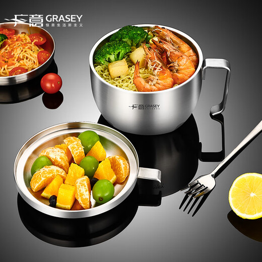 Guangyi 304 stainless steel instant noodle bowl lunch box with lid for students and office workers fast food cups and bowls anti-scald lunch box GY7630