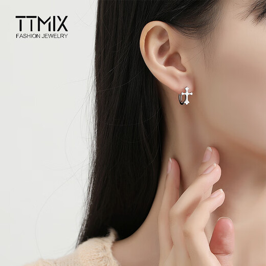 TTMIX cross platinum earrings pt950 fashionable simple platinum earrings for men and women 3.0-3.2g
