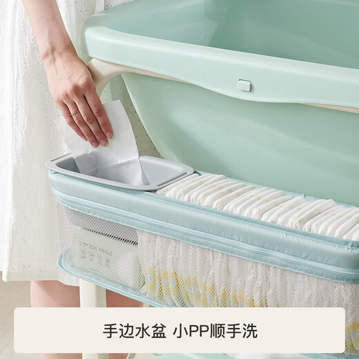 RESFOR尿布台婴儿护理台多功能操作台新生儿按摩抚触台宝宝洗澡换尿布台 云母白丨洗澡护理二合一