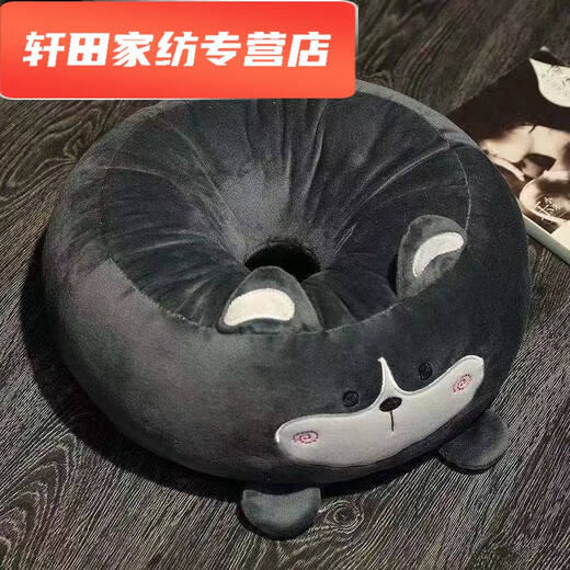 Silent Noel cushion, long-term sitting, no butt pain, futon cushion, bay window butt cushion, office long-term sitting butt cushion, lazy person on the floor, rabbit fur style, pink rabbit, round hole cushion 38*38*15 (with zipper version)