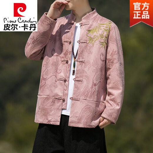 Pierre cardin Chinese style autumn and winter buckle Tang suit New Year's greeting deer leather thick style new Chinese large size Hanfu jacket top men Y756 black collection + attention priority shipping 3XL (light business) Recommended 165-180 Jin [Jin equals 0.5 kg]